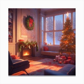 Christmas Tree In The Living Room 134 Canvas Print