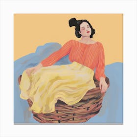 Girl In A Basket Canvas Print