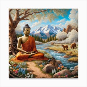 Buddha in Spring 1 Canvas Print