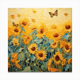 Sunflowers And Butterflies 9 Canvas Print