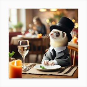Ferret In Top Hat 1 Canvas Print