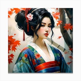 Japan Traditional Geisha Illustration By Ad 76 Canvas Print