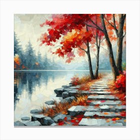 Autumn Walk By The Lake Canvas Print