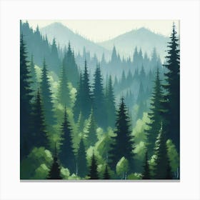 Forest Landscape, Acrylic Painting Style 1 Canvas Print