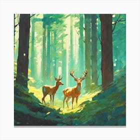 Deer In The Forest 77 Canvas Print
