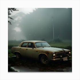 Old Car In The Fog 5 Canvas Print