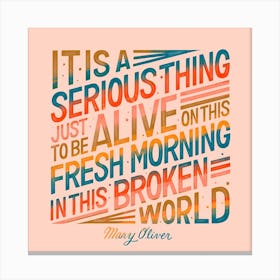 Mary Oliver Serious Square Canvas Print