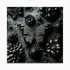 Black Butterflies And Flowers Canvas Print