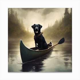 Black Dog Canoe Ride Canvas Print