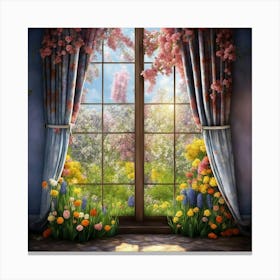 Window With Flowers Canvas Print