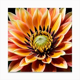 Dahlia, Illustrate A Close Up Of A Blooming Flower With Intricate 2 Canvas Print