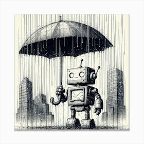 Robot in rainy season Canvas Print