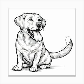 Line Art labrador dog 1 Canvas Print