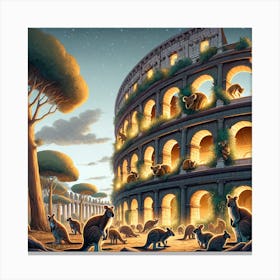 Kangaroos In Rome Canvas Print