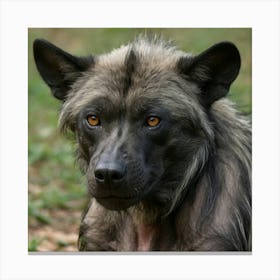 Hybrid wolf gorilla with large ears of an African Wild Dog a hairless appearance like Mexican hairless dog 1 Canvas Print