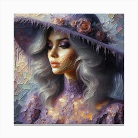 Woman In A Purple Hat Canvas Print