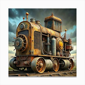 Rusty Vintage Steam Locomotive Canvas Print