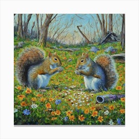 Squirrels In The Meadow Canvas Print