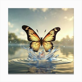 Butterfly Splashing Water Canvas Print