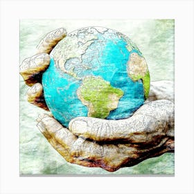 Hand Globe Earth Leinwandbild