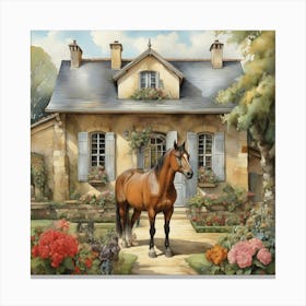 Horse In Front Of House art 2 Canvas Print