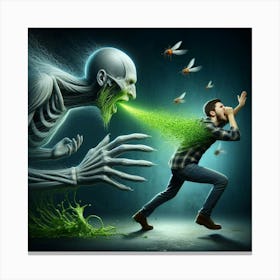 Man Is Running Away From A Zombie Canvas Print