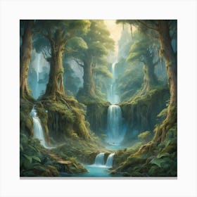 Waterfall In The Forest art print 1 Canvas Print