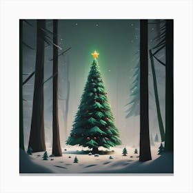 Christmas Tree In The Forest Canvas Print