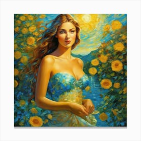 Sunflower Girlghh 1 Canvas Print