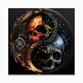 Yin Yang Skull Canvas Print