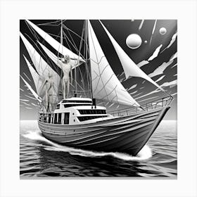 Futuristic Motor Sailor Cubism Style Canvas Print