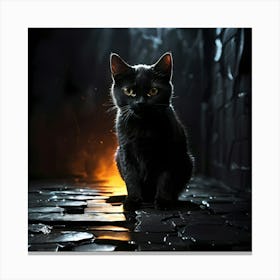 Leonardo Diffusion Xl A Pure Black Wall And A Black Cat With G 0 (1) Upscayl 4x Realesrgan X4plus Anime Canvas Print