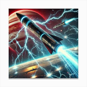 A Sci Fi Depiction Of Ion Storm Missiles Canvas Print