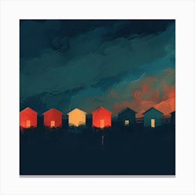 Houses At Sunset Canvas Print