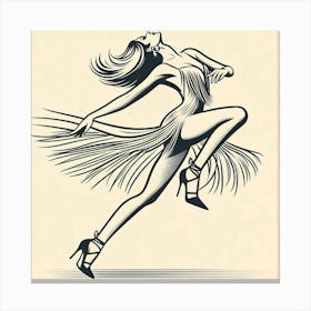 Line Art Latin Dancer 6 Canvas Print