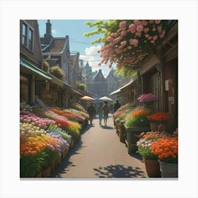 Flower Market In Amsterdam 1 Canvas Print