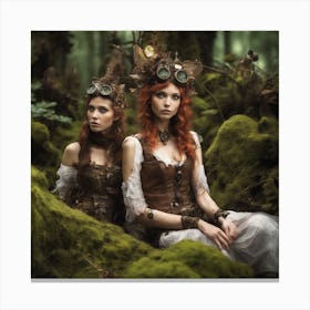 Steampunk Forrest Sister Witches 1 Canvas Print