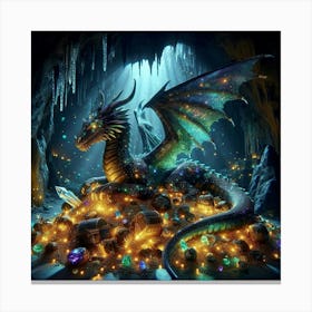 Dragon In The Cave paintings art print 3 Canvas Print