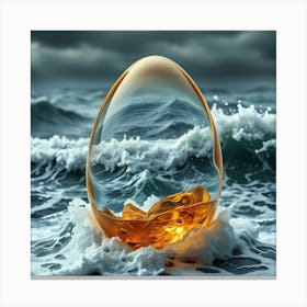 Golden Egg In The Ocean Canvas Print