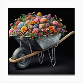 Wheelbarrow Of Flowers Canvas Print