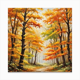 Forest In Autumn In Minimalist Style Square Composition 266 Canvas Print