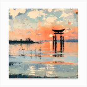 夕映えの鳥居 Torii Gate In The Evening Glow Canvas Print