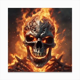 Skull In Flames Canvas Print