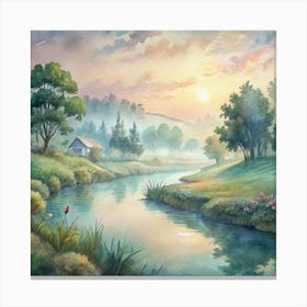 Landscape By The River Canvas Print