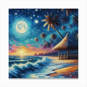 Night At The Beach 1 Canvas Print