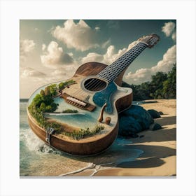 Beach Guitar Canvas Print