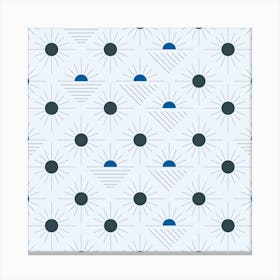 Geometric Pattern With Suns On Light Blue Square Canvas Print