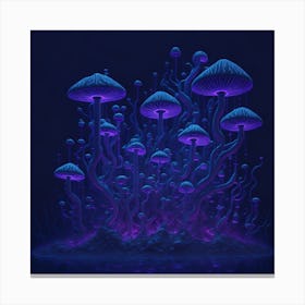 Neon Mushrooms (6) 1 Canvas Print