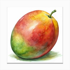 Watercolor Painting Of A Whole Mango Canvas Print