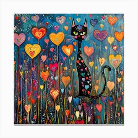 Abstract painting of a cat in a flower field 10 Canvas Print